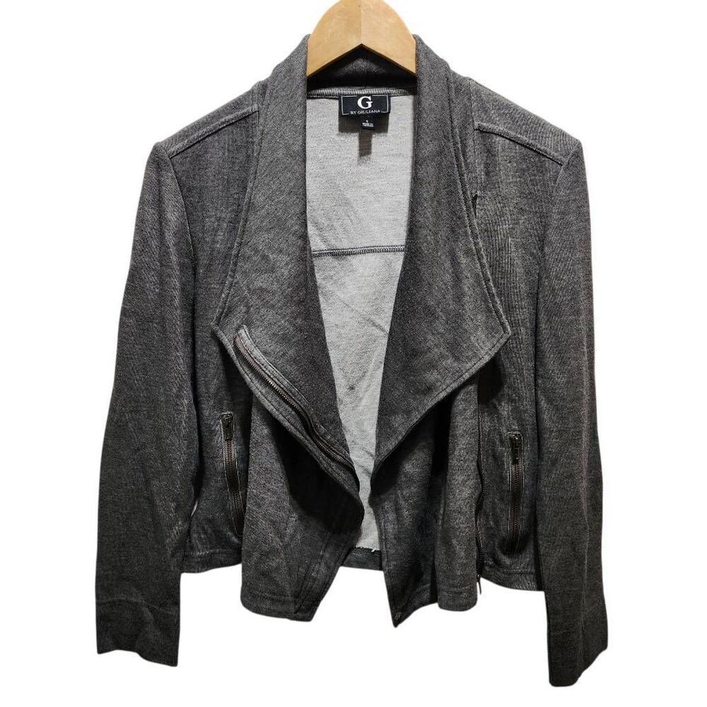 G by Giuliana black label‎ jacket convertible mockneck gray small